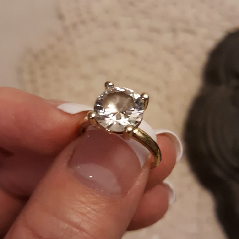 3.00 Carat CZ Solitaire Ring in 14kt Yellow Gold